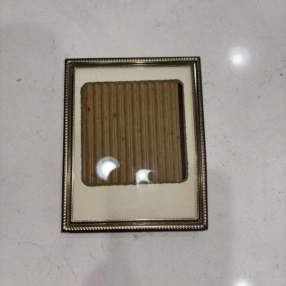 Vintage Gold-Tone Metal Tabletop Picture Frame with Ornate Beaded Detail